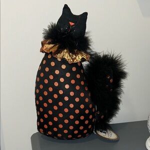 Cat lovers Black and Orange Polka Dot Plush table decor new